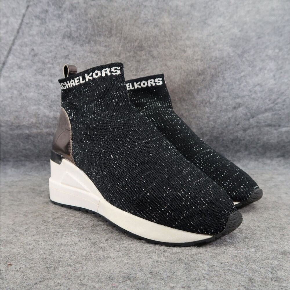 Michael Kors Shoes Kids 3 Sneaker Wedge Sock Knit Pull On Logo Fashion Lifestyle